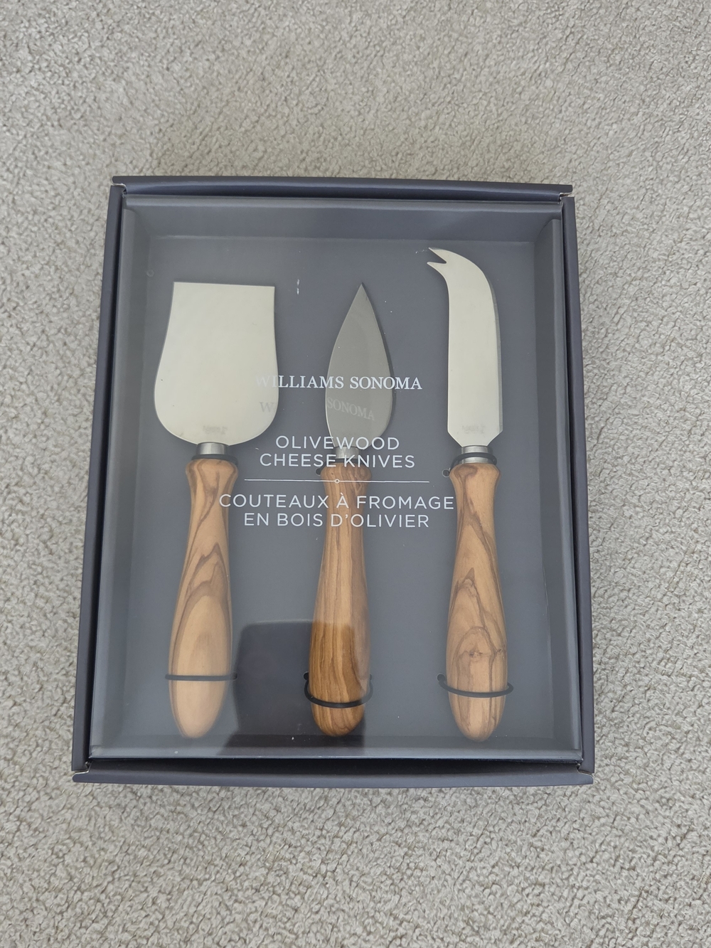 Williams Sonoma Olivewood Cheese Knife Set - Wood Handles with Silver Blades
